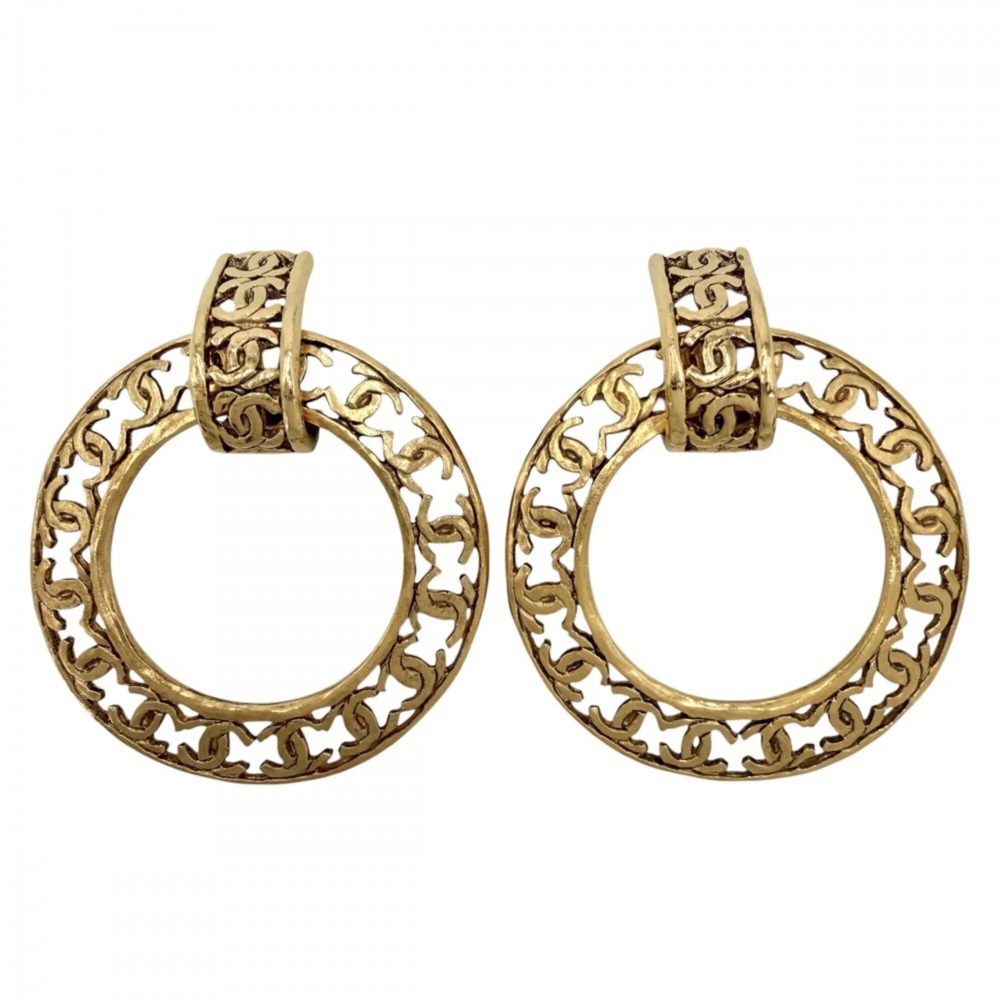 Chanel Earrings for Women, Coco Mark, Vintage, Round, CHANEL GP 2 5 Gold, App...